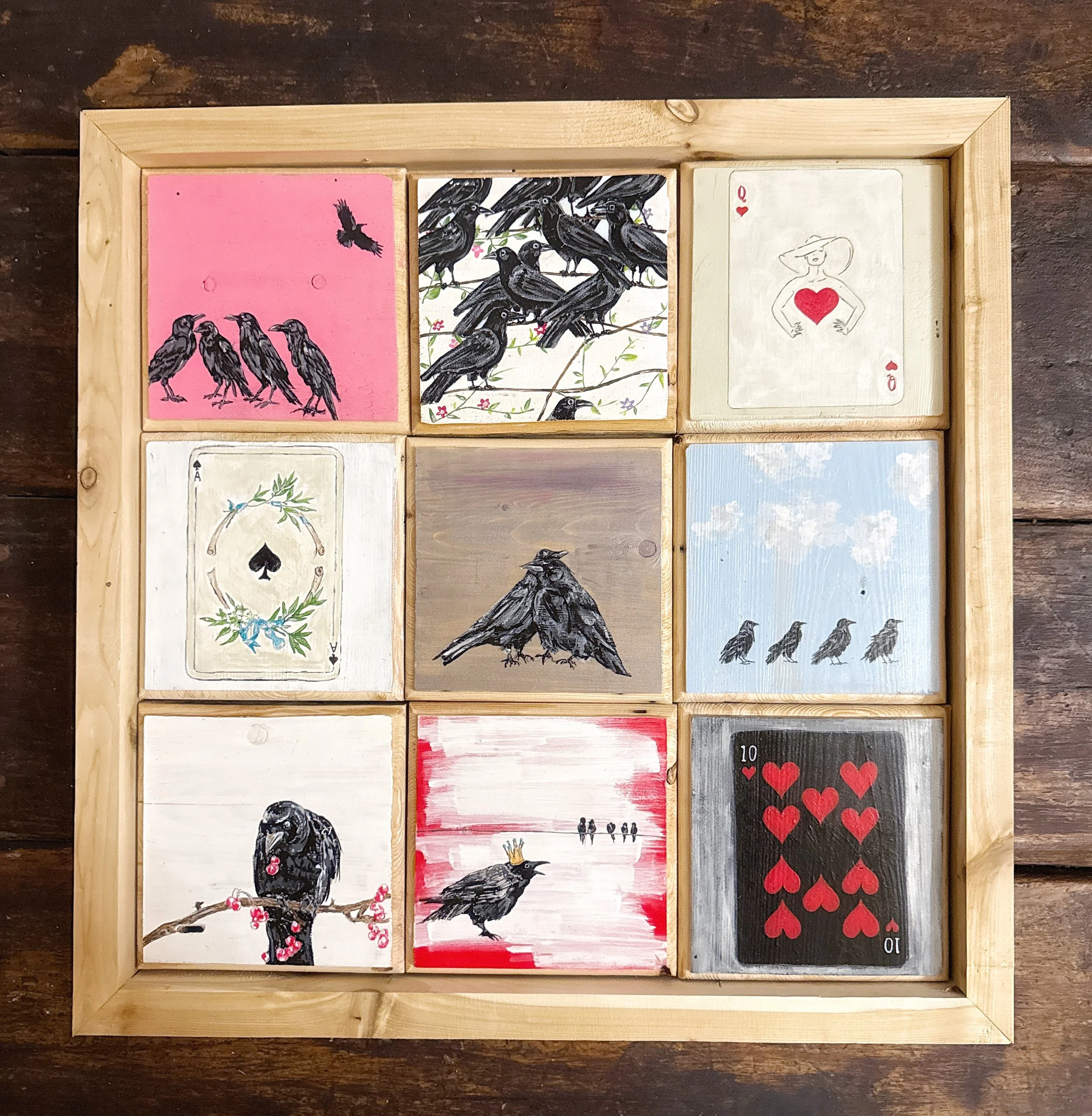 Salvaged wood hand painted art quilts
