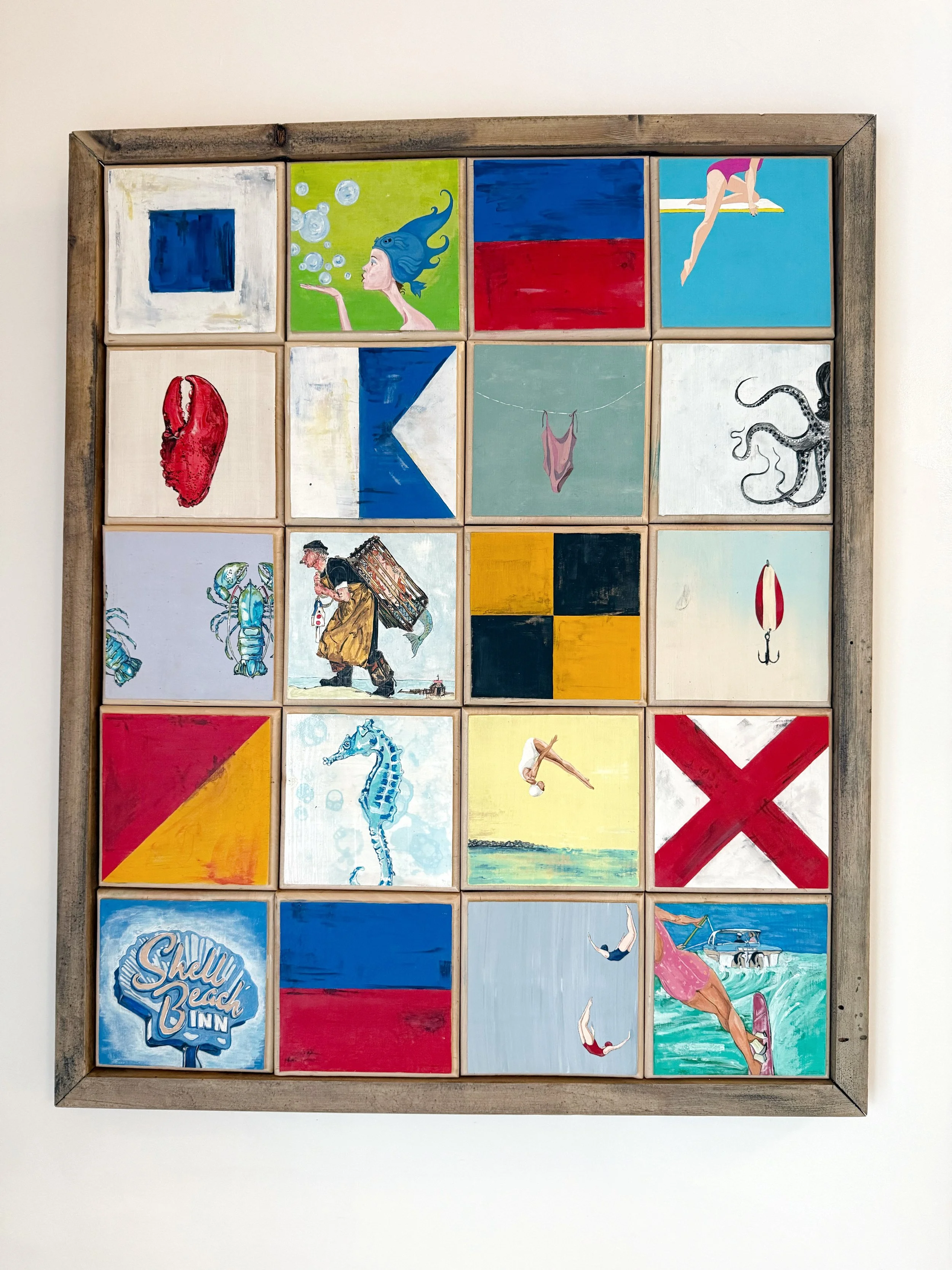 Salvaged wood hand painted art quilts