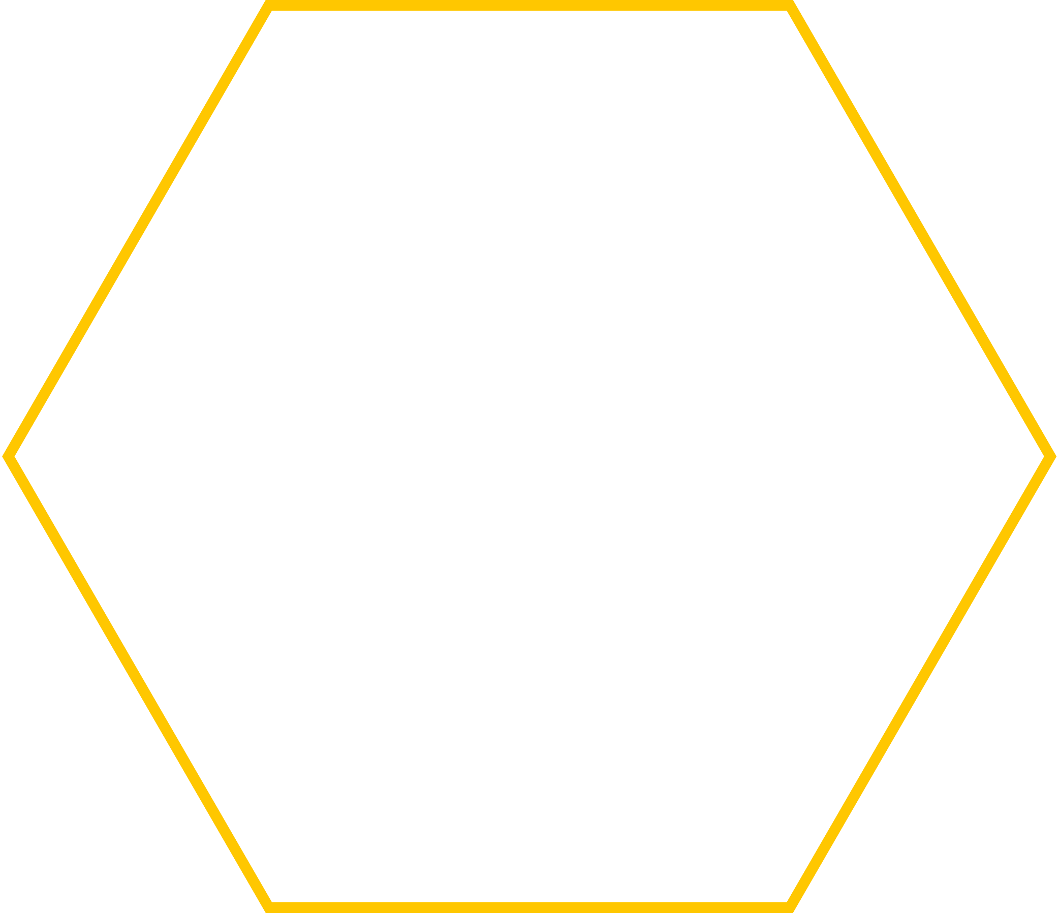 A hexagon with a yellow border.