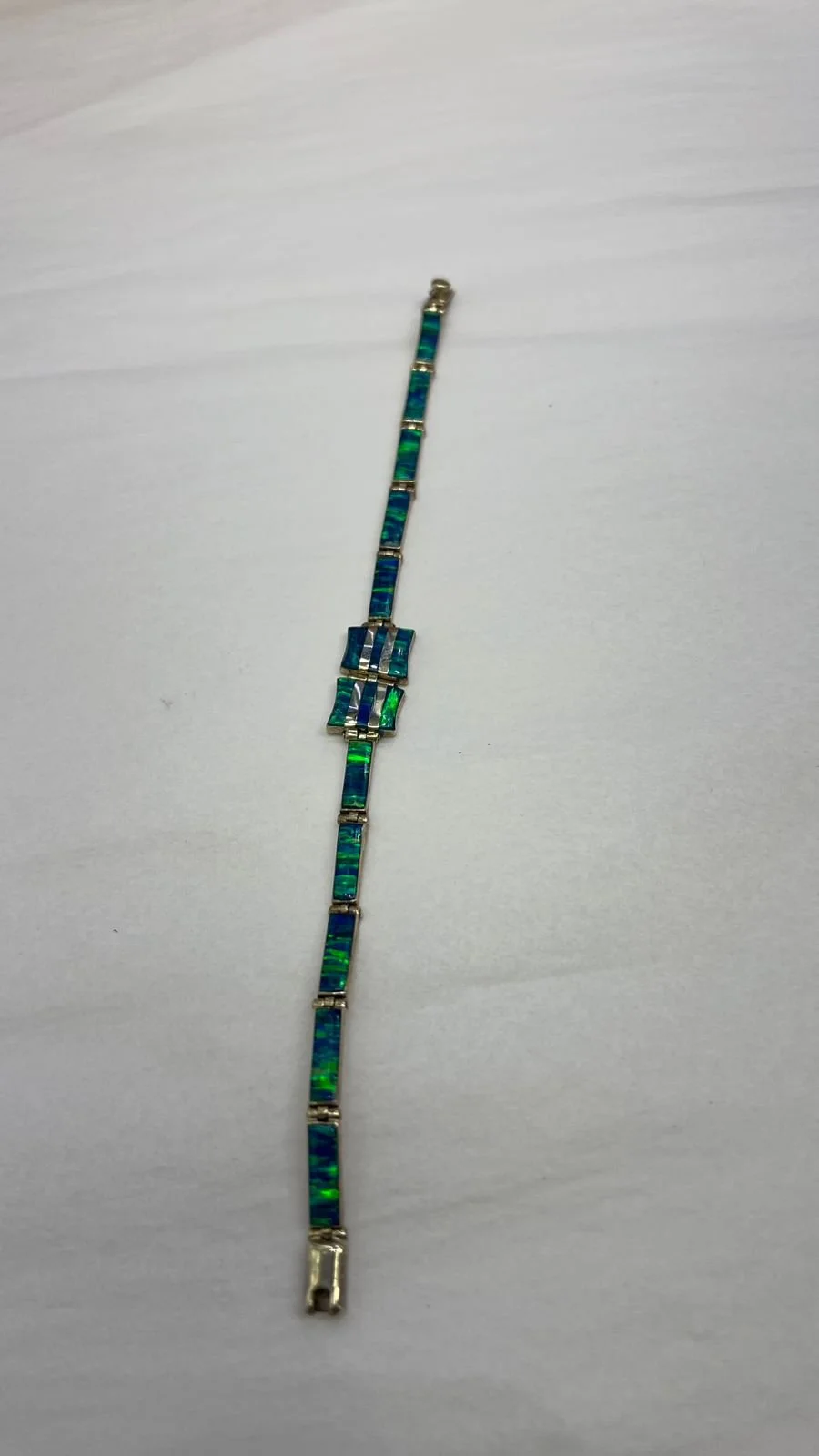 Blue Square Fire Opal Bracelet