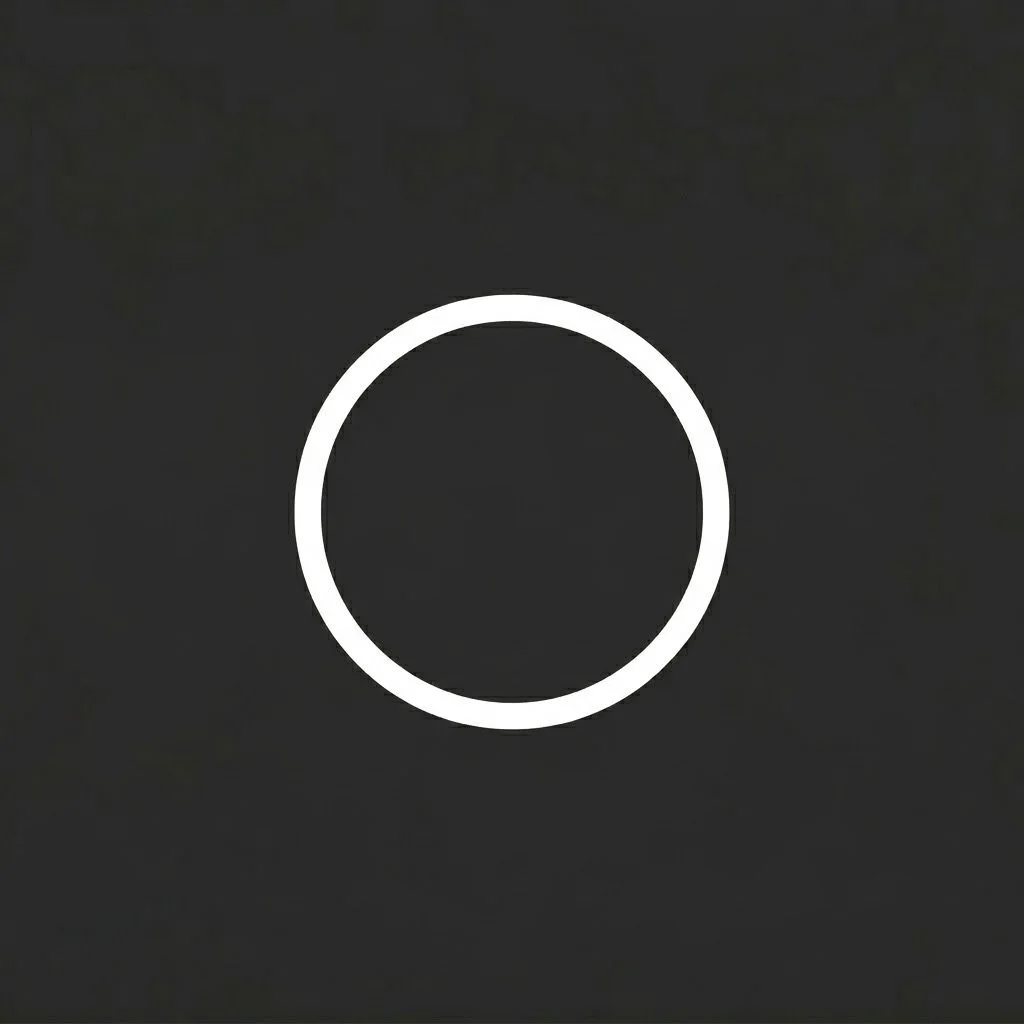 A black screen with a white circular outline in the center.