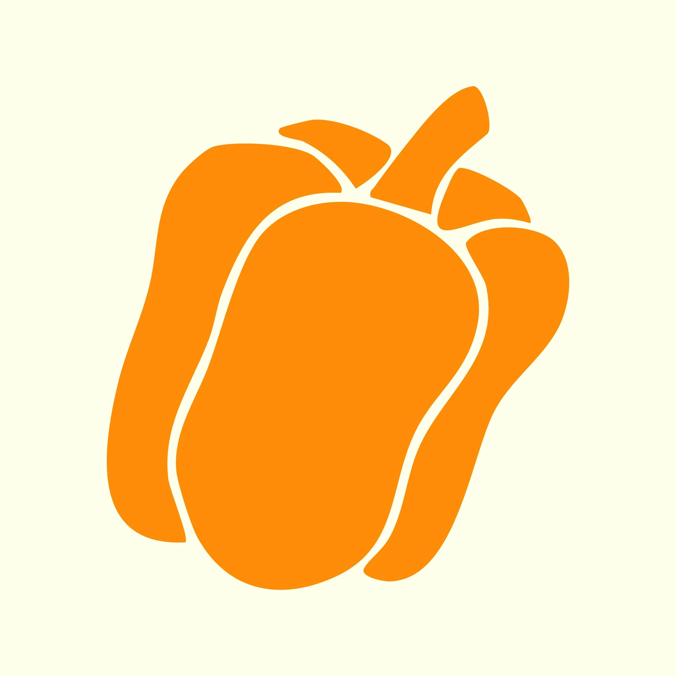 Simplified illustration of an orange bell pepper.