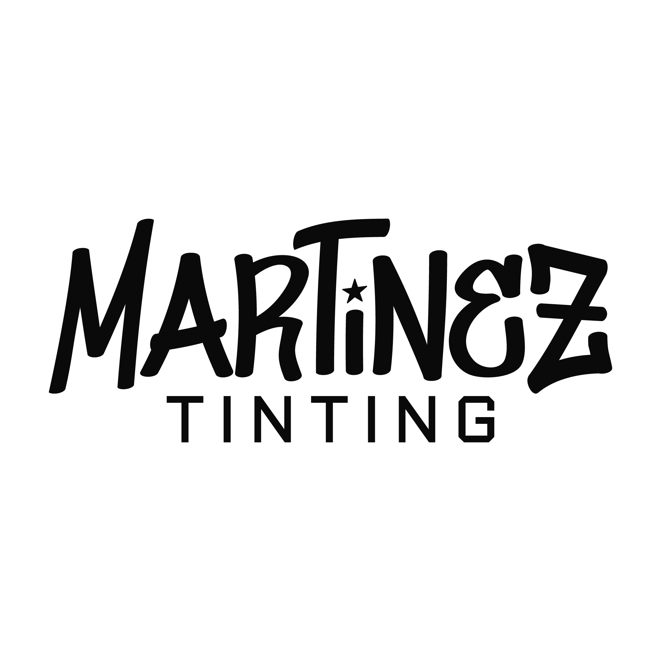 Logo for Martinoz Tinting with stylized text.