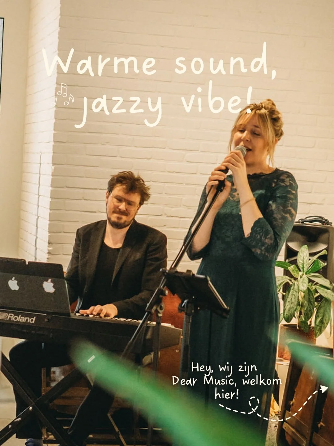 👋 Hey! Wij zijn Dear Music en verzorgen maar al te graag de muzikale invulling van jouw evenement, huwelijk of receptie. 

We spelen jazzy feel good muziek die zorgt voor happy vibes, warm, zonder te overheersen. We zijn &agrave;ltijd benieuwd naar 
