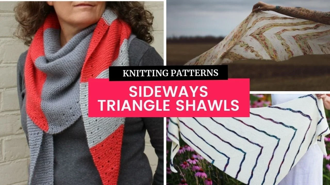 10 Knitting Patterns for Sideways Triangle Shawls (knit tip to tip)