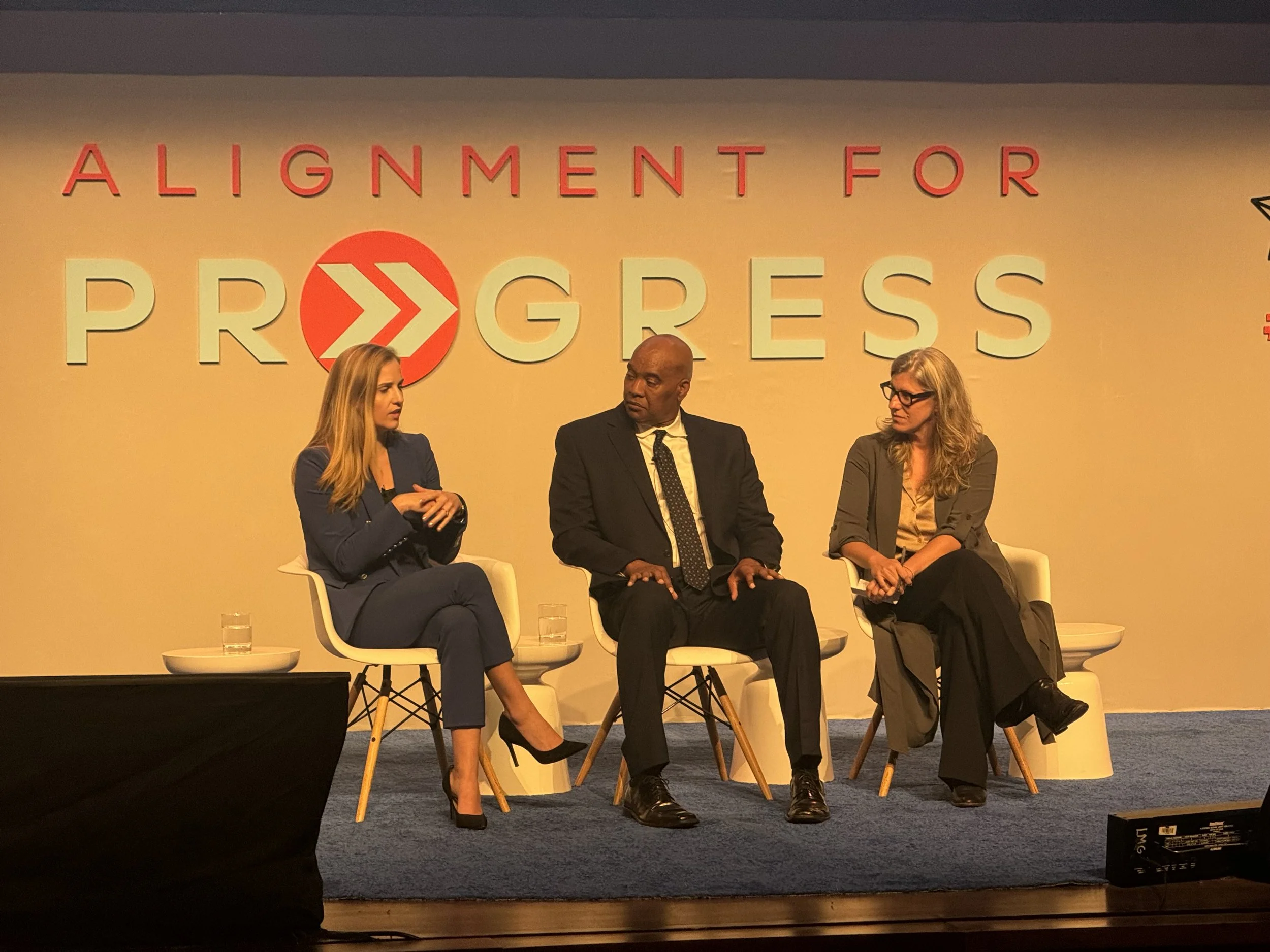 Oklahoma Mental Health and Substance Abuse Department Commissioner Allie Friesen, Illinois Chief Behavioral Health Officer David T. Jones and columnist Kate Woodsome at the Kennedy Center in Washington, DC on Sept. 24, 2024.