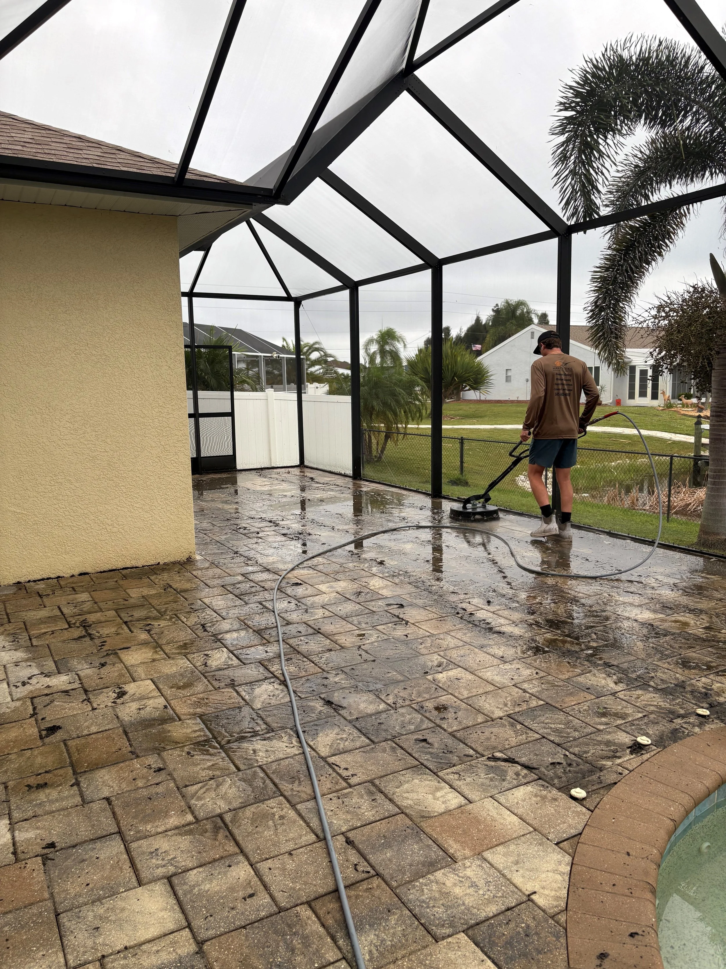 A very dirty patio! We offer paver sealing options as well. 