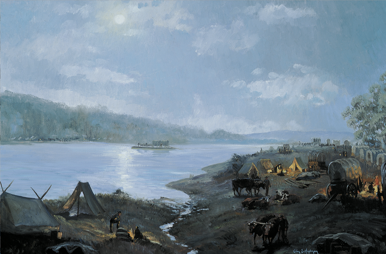 Night Crossing the Mighty Missouri  24x36 sold