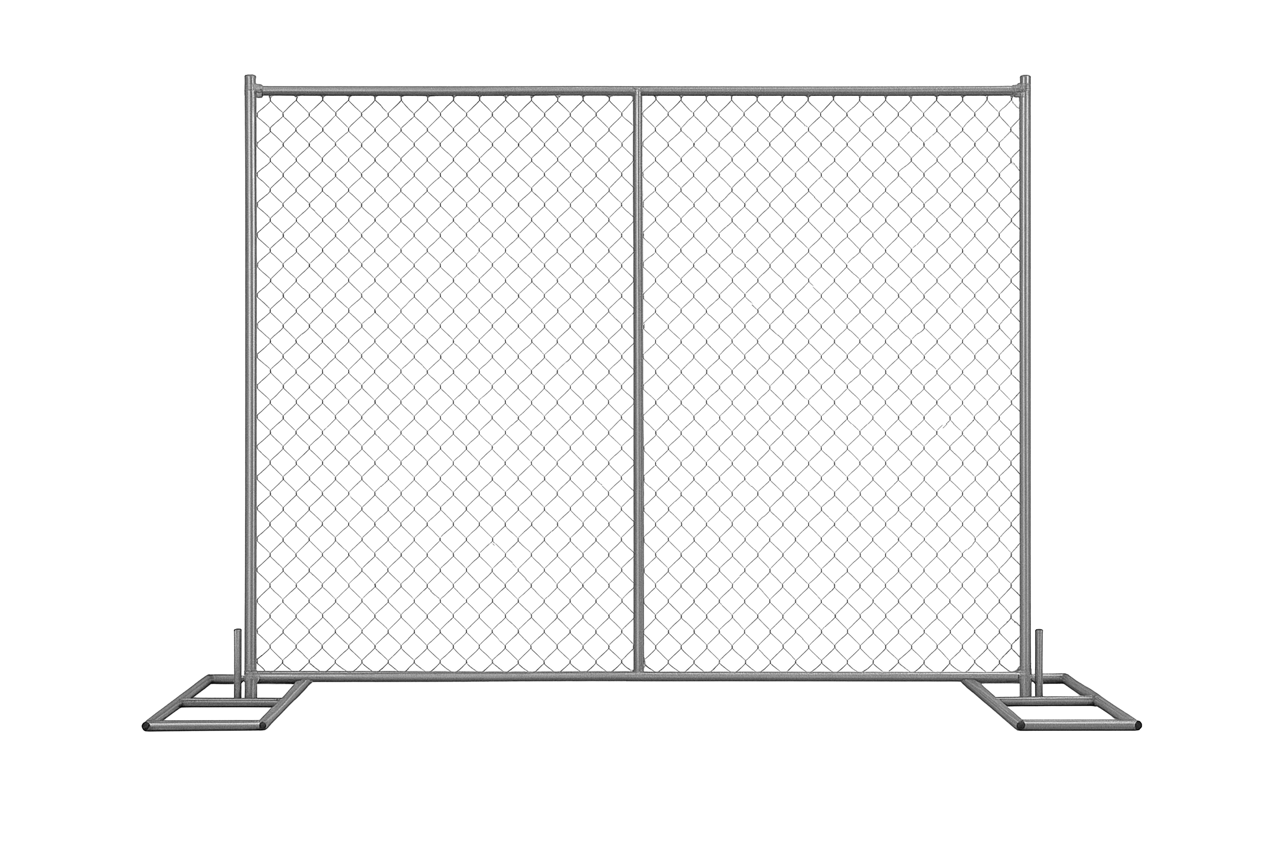Silver metal security fence with diamond-shaped mesh panels on black background