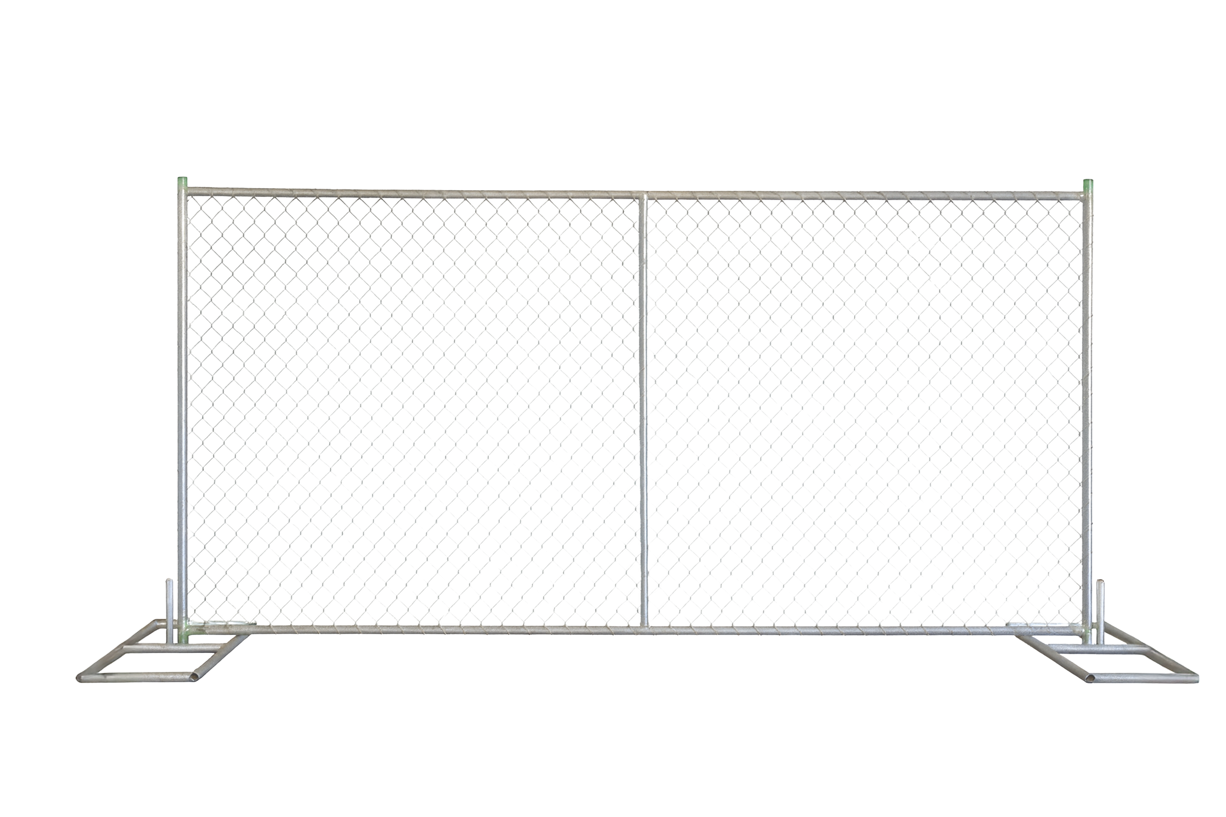 Silver metal crowd control barrier with diamond-shaped mesh design