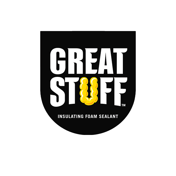 Logo of Great Stuff Insulating Foam Sealant with yellow foam illustration replacing the letter U.