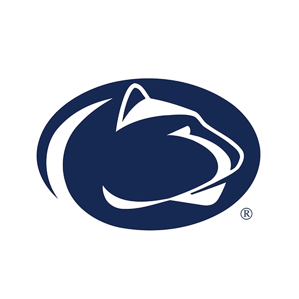 Penn State Nittany Lions logo featuring a stylized lion's head inside an oval, in navy blue and white.