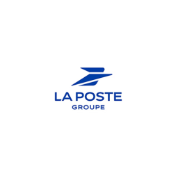 Logo de La Poste, groupe postal français, avec une flèche bleue stylisée et le texte 'LA POSTE GROUPE' en dessous. Brand Content & Réseaux Sociaux