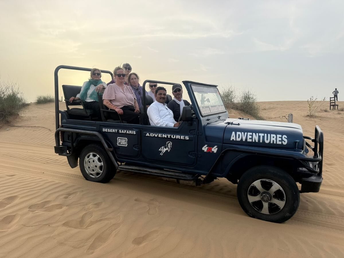 Our adventure begins the moment we leave the road&hellip;

Bumping through the desert in jeeps, heading deeper into the high dunes of the Osian desert just before sunset -
And then&hellip; we meet our camels.

I won&rsquo;t lie&mdash;when the camel f