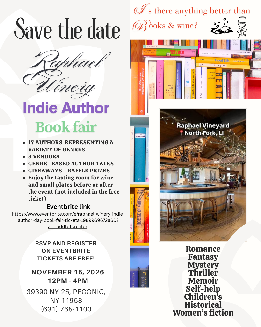 Raphael Winery Indie Author Book Fair