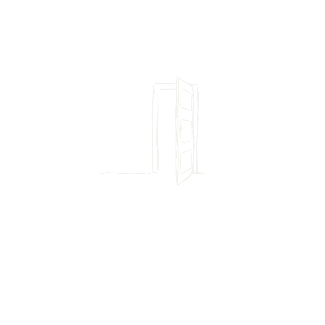 Sketch of an open door with a shadow on a dark background.
