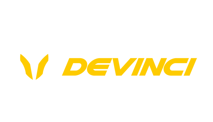 Devinci logo with a stylized yellow 'V' and the word 'DEVINCI' in bold yellow letters.