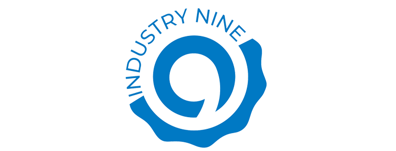 Logo with the words 'Industry Nine' encircling a blue spiral design.