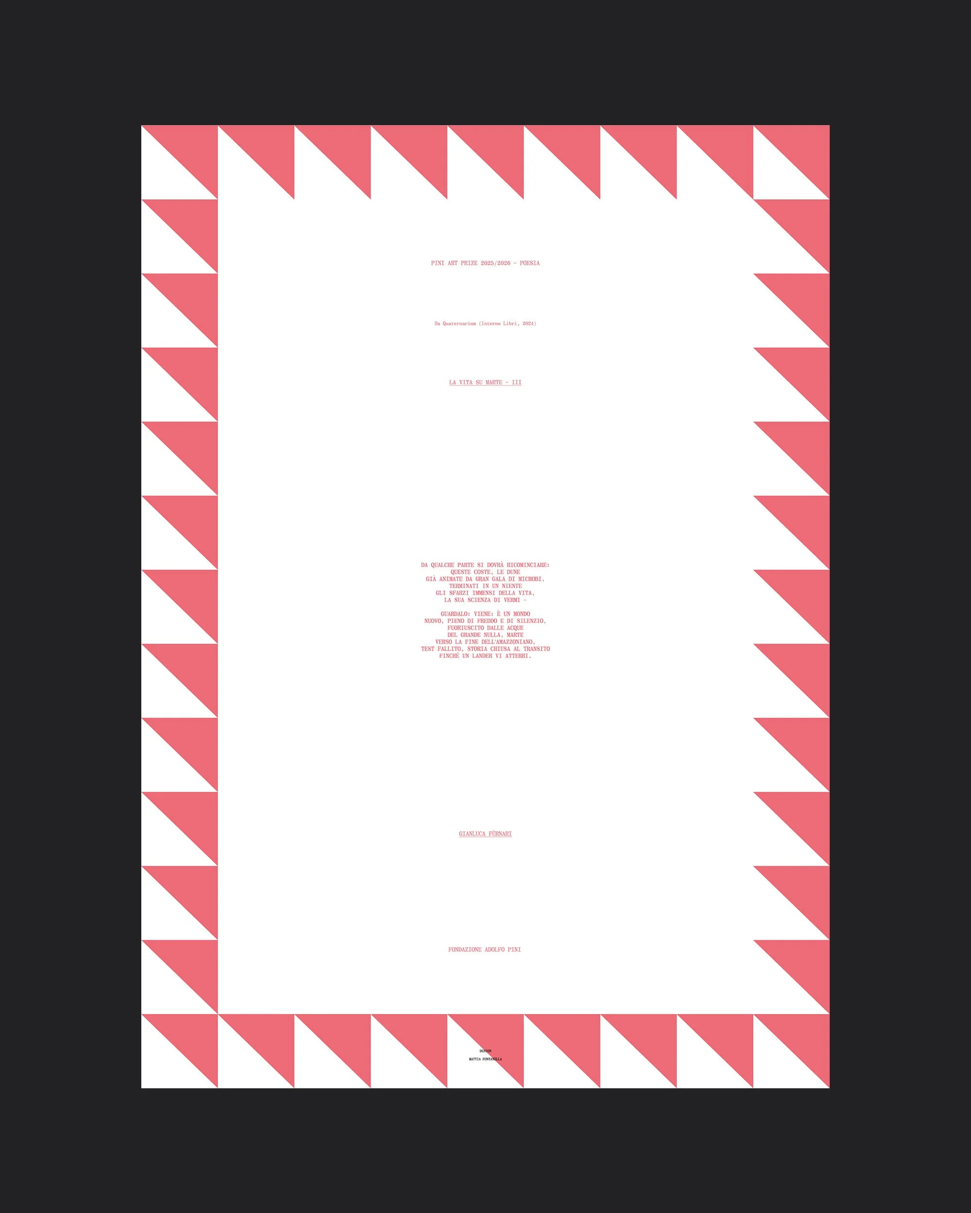 Poster with several red triangles assembled in different combinations