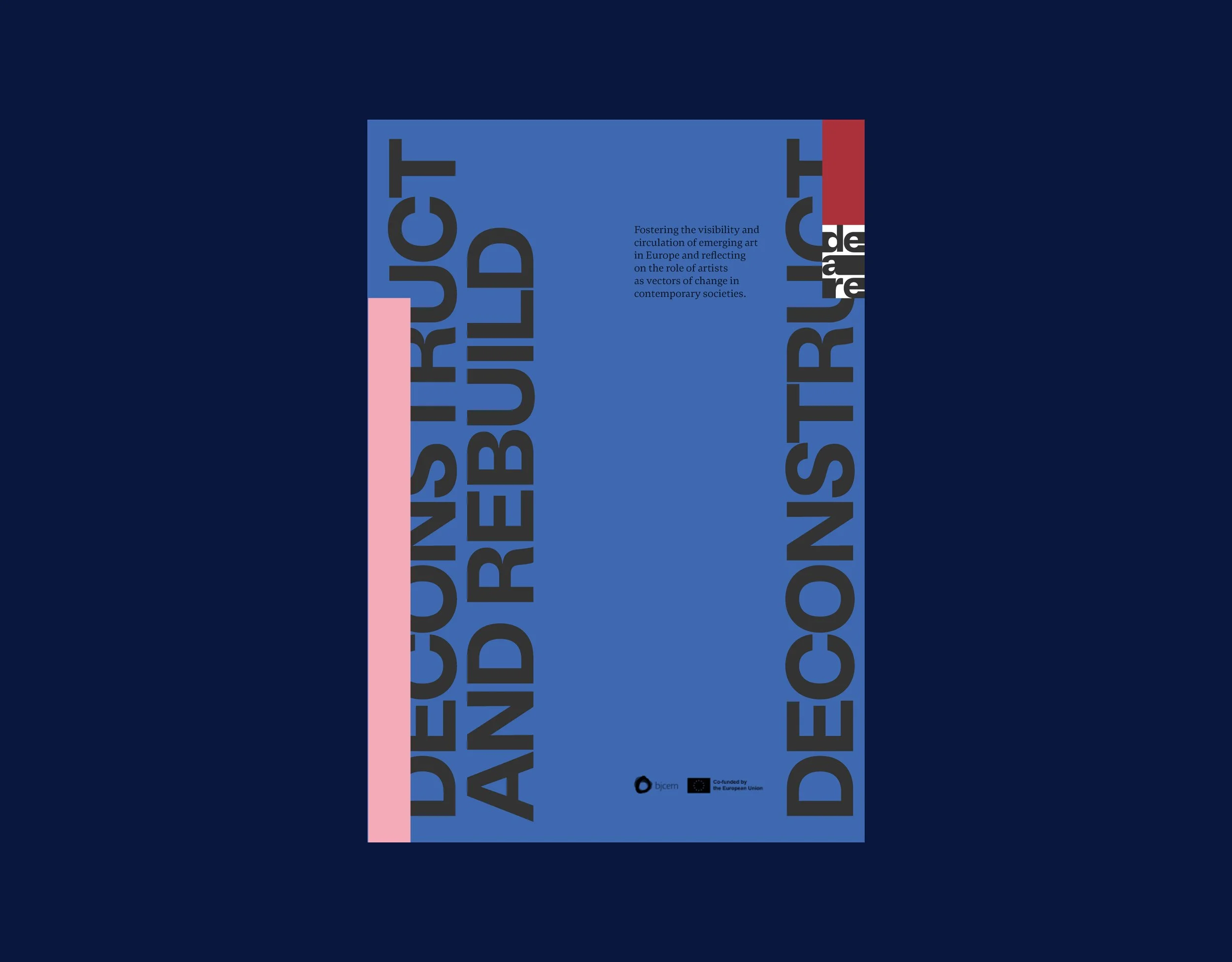 Cover design with rectangles and vertical text