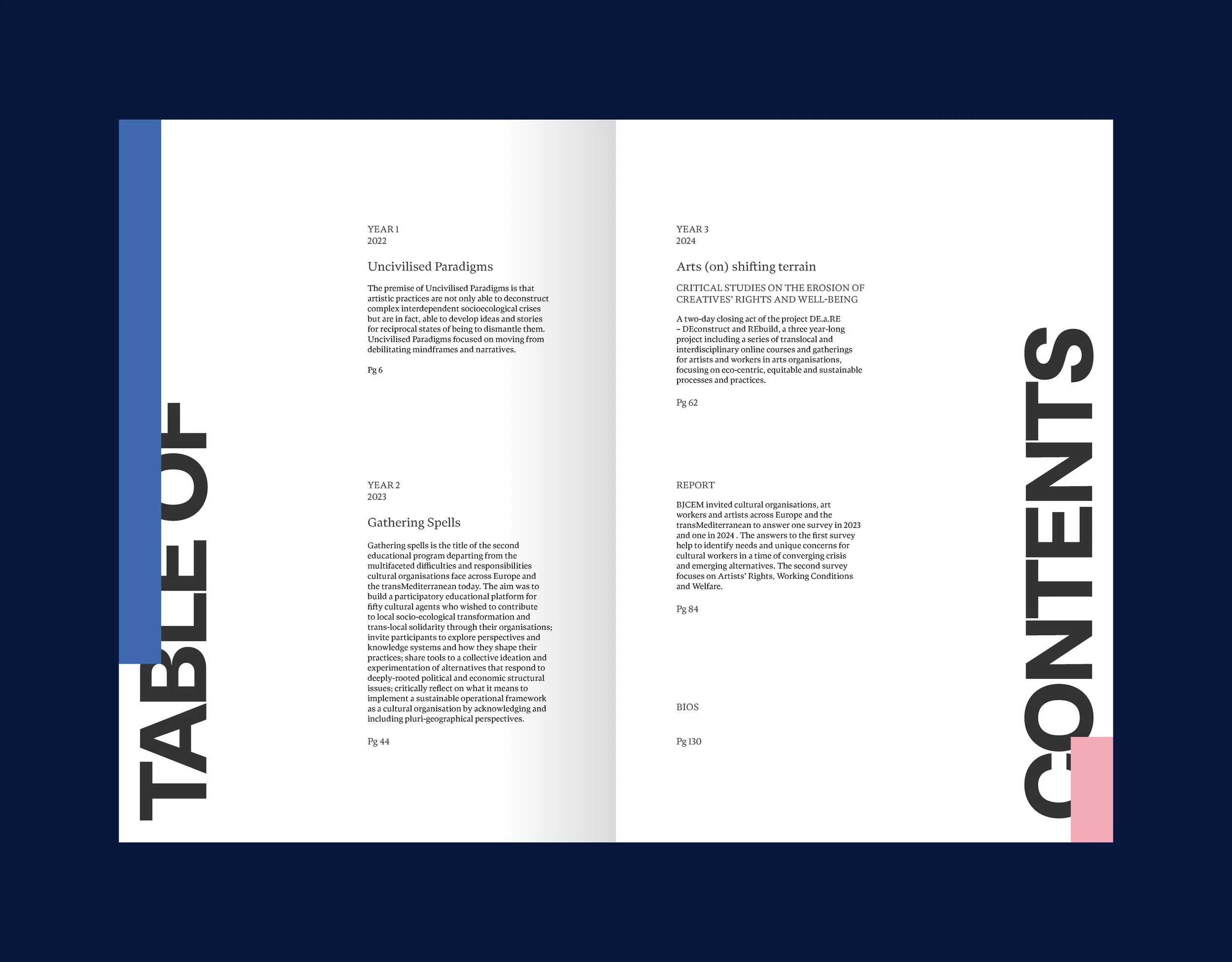 Index design with rectangles and vertical text