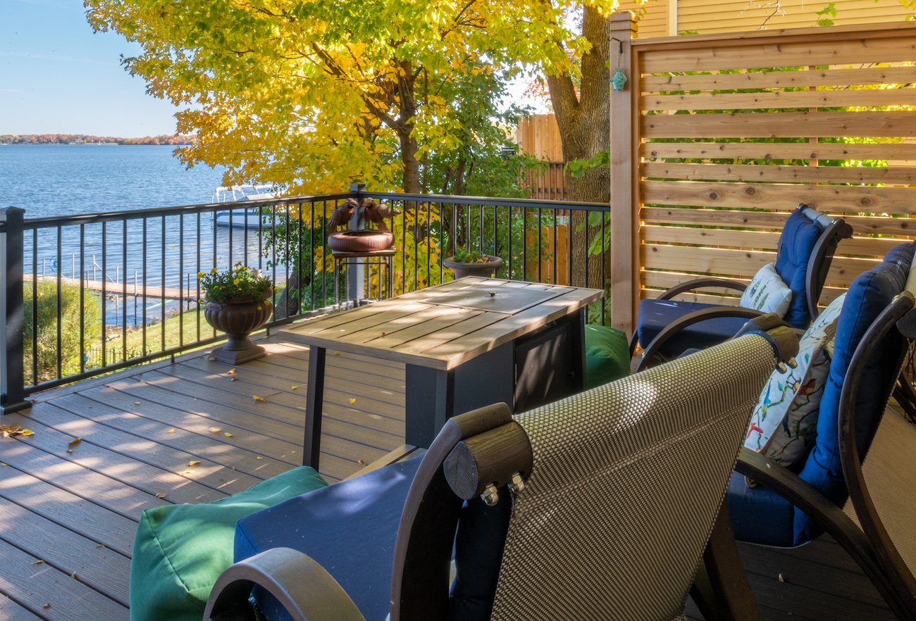 Lakeside Trex Deck with Cedar Privacy Wall &amp; Arbor | Mound, MN