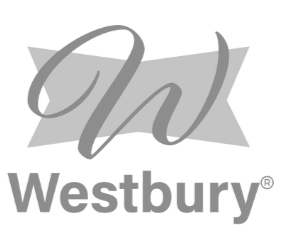 Westbury logo with stylized 'W' on a gray background