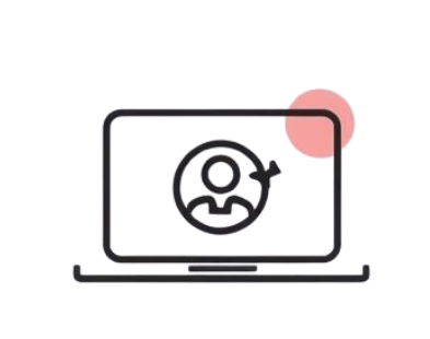Laptop with a circular symbol containing a padlock, representing data security: used to symbolize accepting telehealth clients.