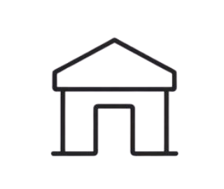 Cross-section of a house showing the roof, walls, and attic space with insulation.