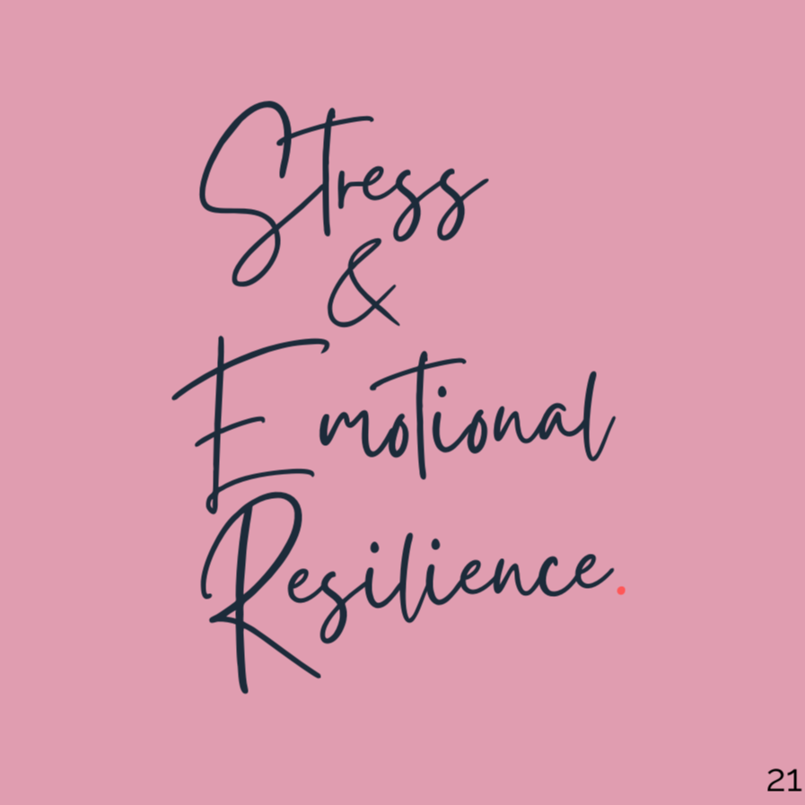 Pink background with black handwritten-style text that reads "Stress & Emotional Resilience".