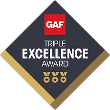 GAF Triple Excellence Award badge with black, white, and gold colors