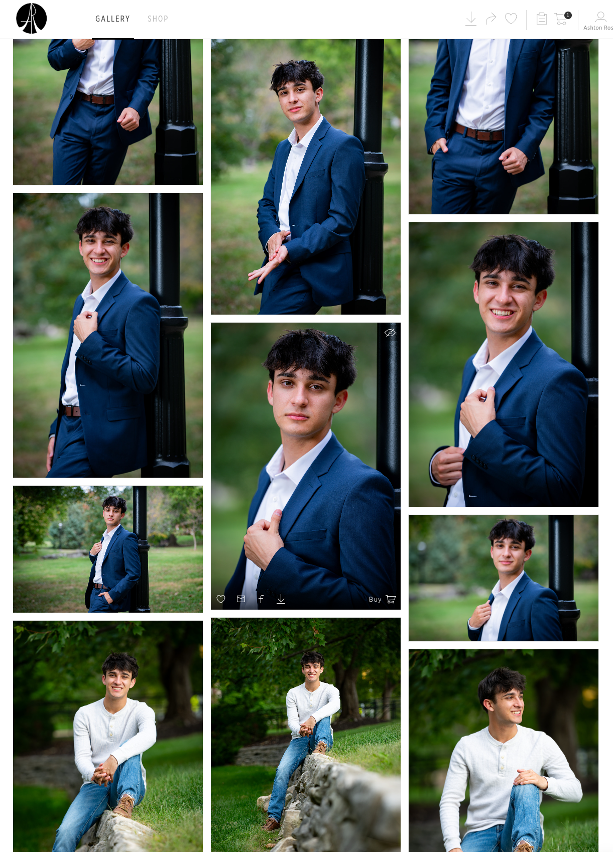 Collage of portraits featuring two young men outdoors in a park. One young man is dressed in a navy blue suit, white shirt, and brown belt, posing near a black lamppost. He is smiling, adjusting his jacket, or standing confidently in various poses. The other young man is dressed in a white sweater and jeans, sitting and leaning against a stone border, smiling and enjoying the park environment with trees and greenery in the background.