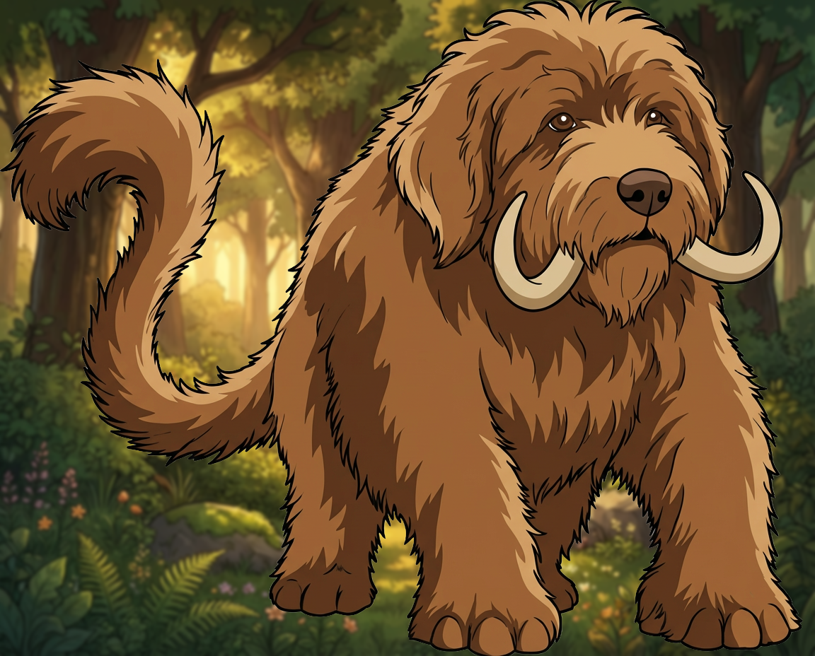 Unknown Character Easter Egg Picture. Large brown dog-mastodon creature.