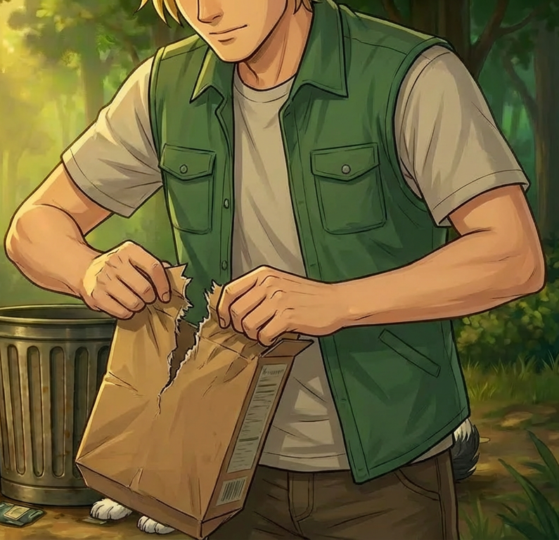 Atomic Critter Graphic Novel | Sunrise Sanctuary Renji ripping a cardboard box for Coop to play with