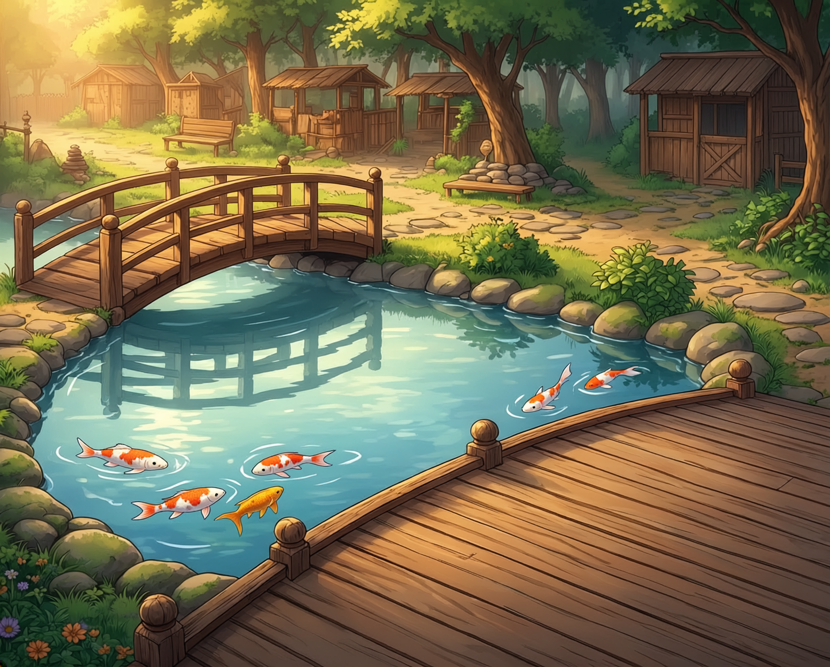 Sunrise Sanctuary, a peaceful animal refuge built above the Atomic Heart Engine in the Atomic Critter universe.