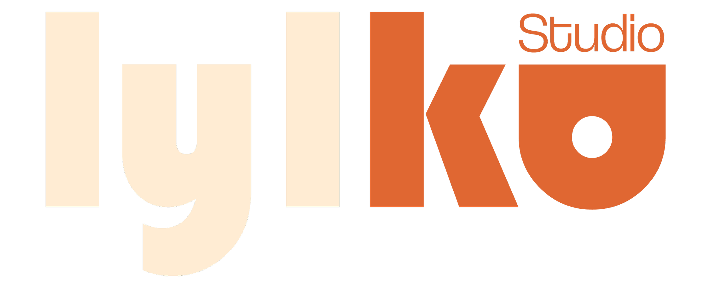 Colorful logo with the words 'Studio K' in large letters, with 'Studio' in orange and 'K' in dark orange, and the background is black.
