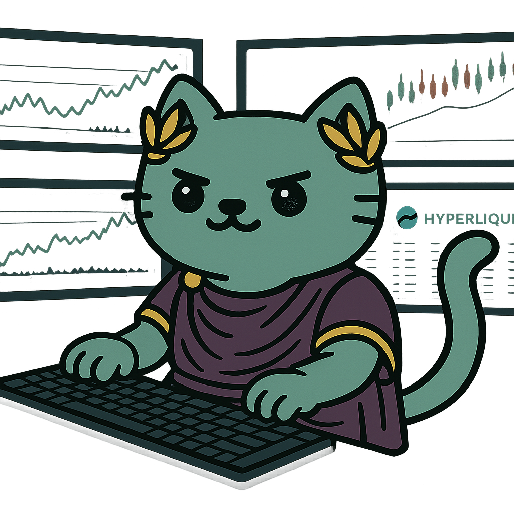 Cat Roman Emperor Hypatius trading Perpetuals on Hyperliquid.