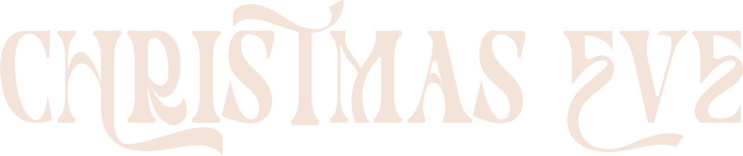 Decorative text spelling "Christmas" with stylized font and festive design.