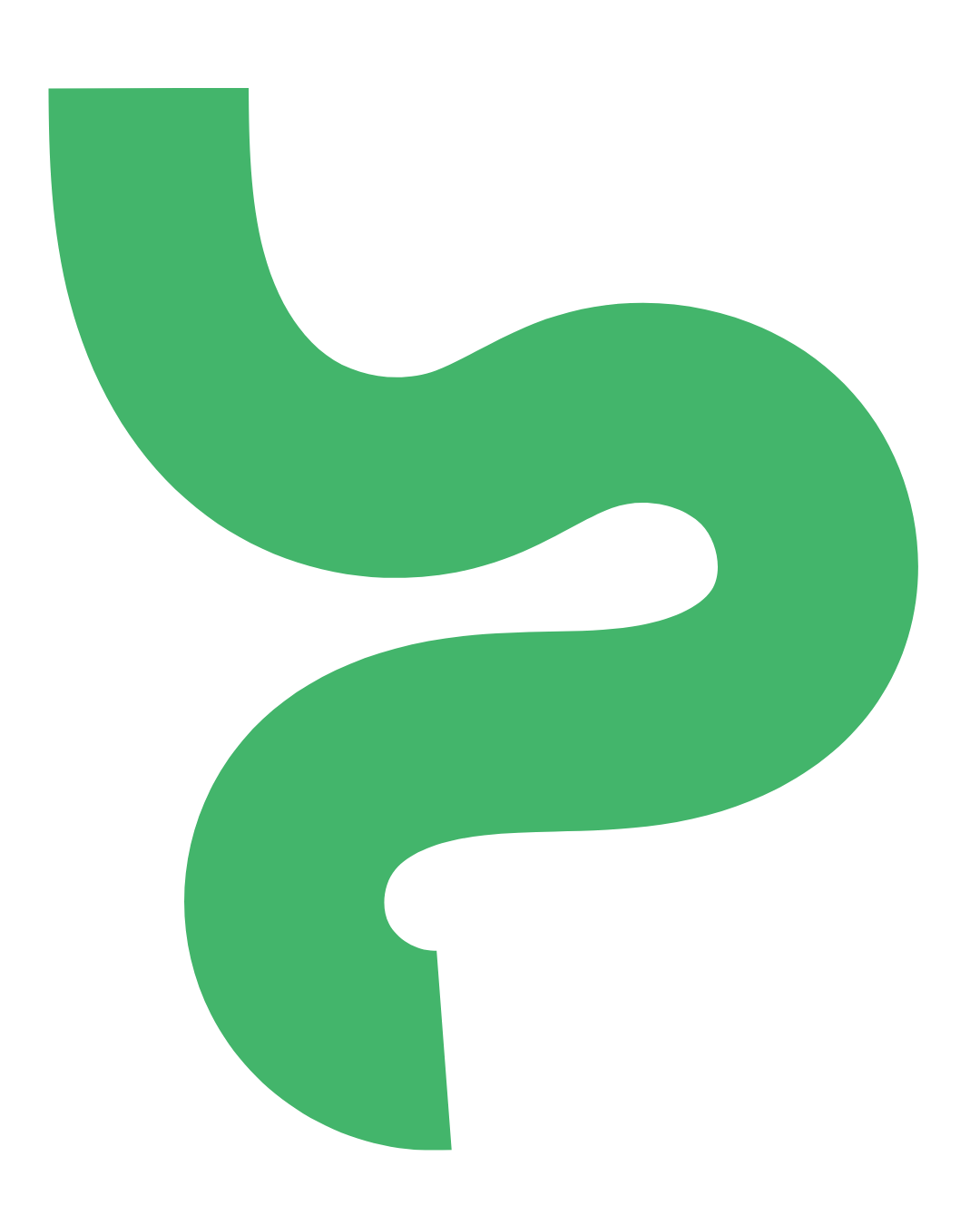 A stylized logo with a black background and a green, abstract, curve design resembling a snake.