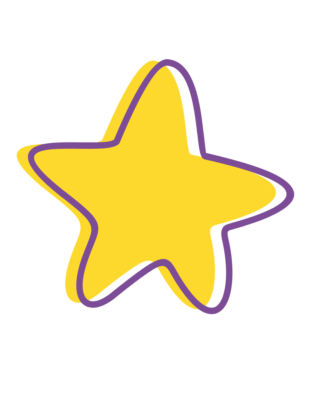 Yellow star with purple outline on a black background.