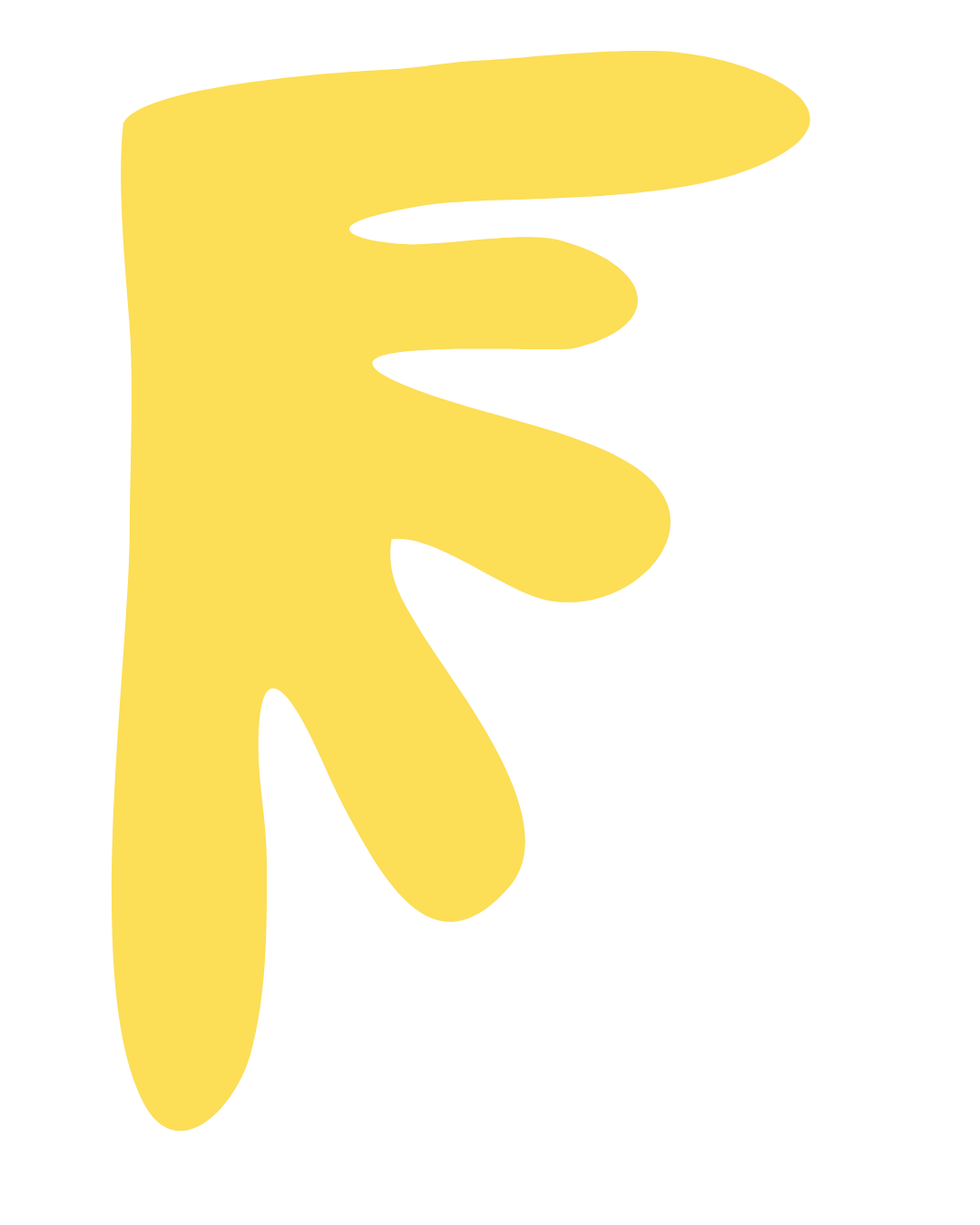 Yellow abstract shape with irregular curves on a black background.