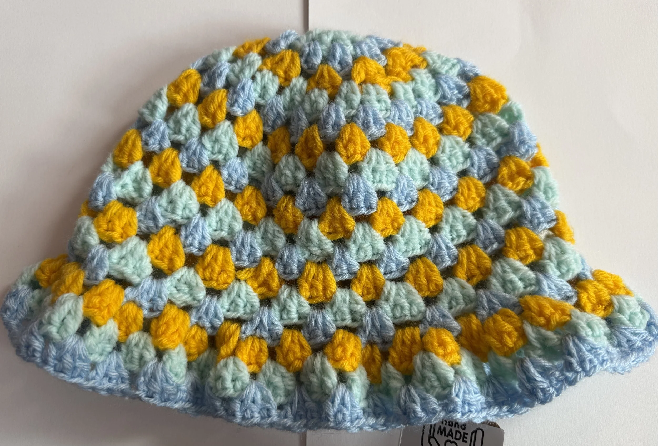 Yellow and blue Crochet Bucket Hat⋆˙⟡⋆˚｡⋆