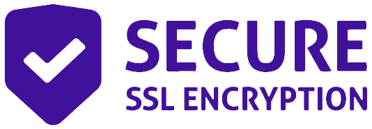 Secure logo with a purple shield and a checkmark, indicating SSL encryption security.