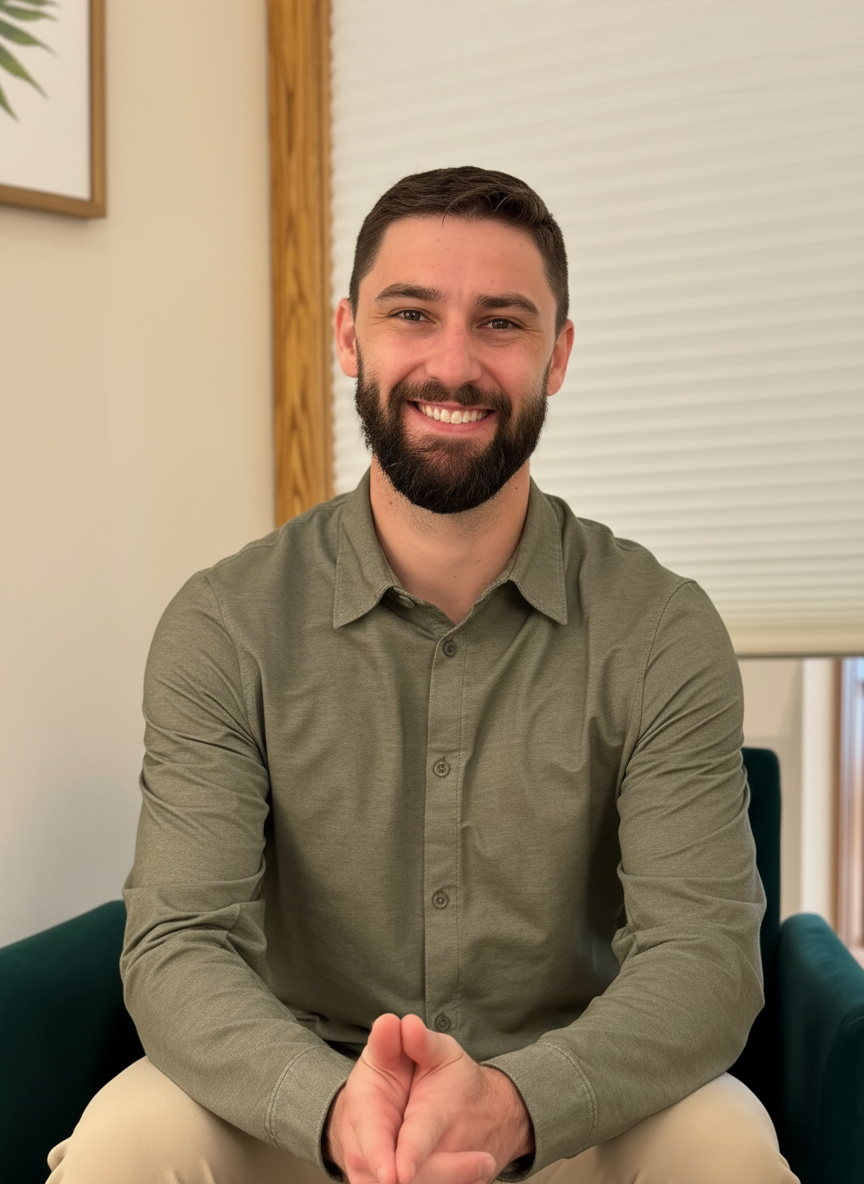 Portrait of Jacob Nathan, licensed social worker and associate counselor at Newbury Counseling in Chicago.