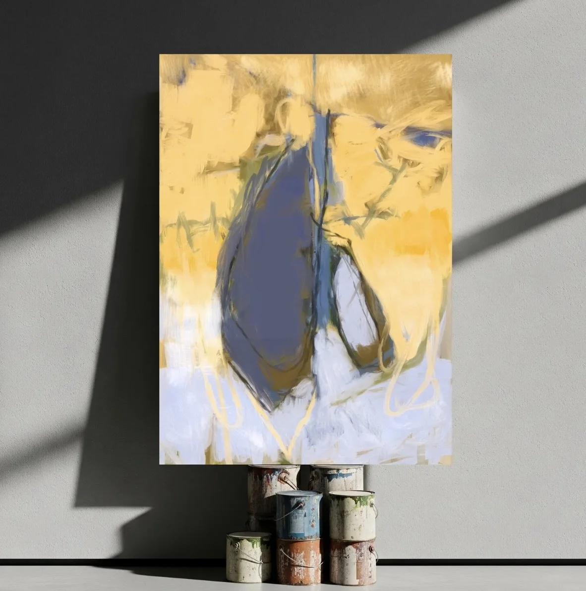 An abstract yellow oil on canvas. Jenn Thompson, MFA Colorado State University - BFA University of Colorado at Denver - Fort Collins - Community College of Denver student of Dave Yust, Amy Metier, James McElhinney, John Hull 