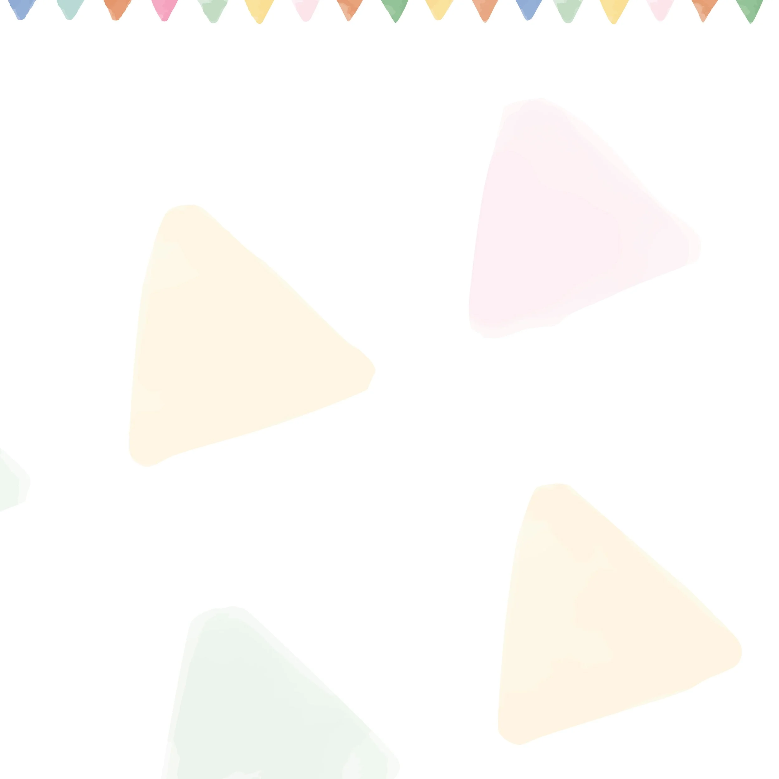Faded pastel-colored triangles scattered on a white background.