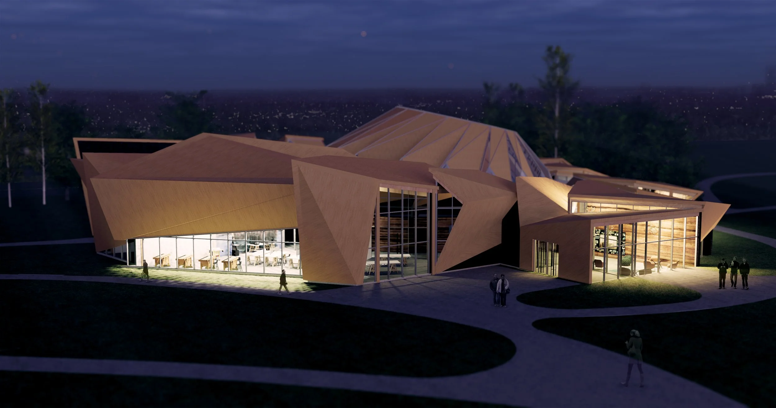 An exterior night view