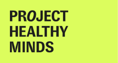 Text reading 'Project Healthy Minds' on a lime green background.