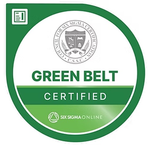 Green Belt Certified badge from Six Sigma