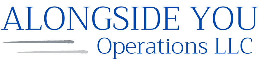 Logo for Alongside You Operations LLC with blue text and gray lines